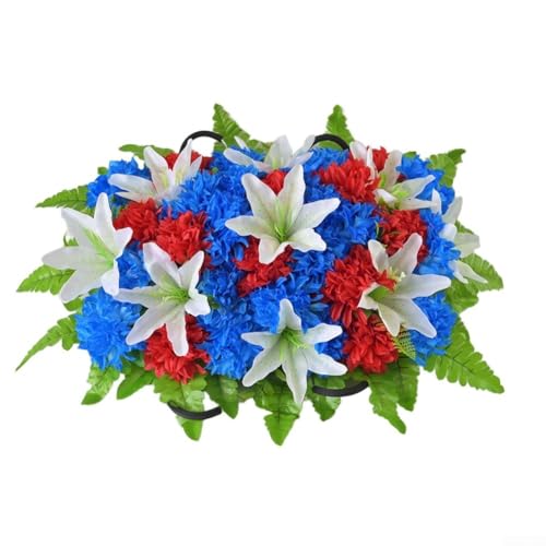 Fleurs de cimetière artificielles résistantes intempéries rouge bleu