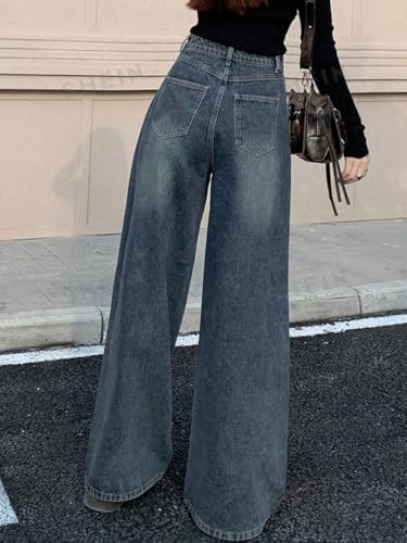 Image of ODDMONEKY Baggy Jeans for Women || Korean Jeans for Women || Wide Leg Korean High Waist Baggy Denim Pants (Wjeans-7)