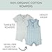 HonestBaby 2 Piece Short Sleeve and Tank Romper, Baby Buffalo Check Cornflower, 3-6 Months