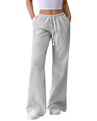 BTFBM Striped Wide Leg Pants for Women Spring Summer 2026