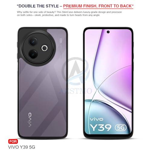Image of AESTMO Vivo Y39 5G Back Cover | 360 Protection | Crystal Clear Hard Back Transparent | Bumper Case for Nothing Vivo Y39 5G (PC+TPU, Black Bumper)