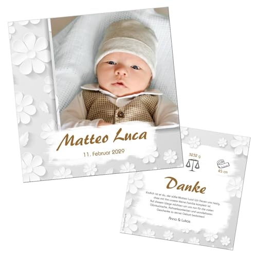 Unser-Festtag Retro Blumen Baby Aussergewöhnliche Dankeskarten zur Geburt, mit Foto, Text wird personalisiert, als digitale Datei (JPG) oder gedruckt auf 350gr Feinstkarton, 1-100 Stück Unser-Festtag Retro Blumen Baby Aussergewöhnliche Dankeskarten zur Geburt, mit Foto, Text wird personalisiert, als digitale Datei (JPG) oder gedruckt auf 350gr Feinstkarton, 1-100 Stück
