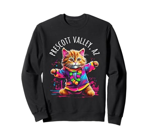 Prescott Valley Arizona - Gato bailarín, diseño colorido Sudadera