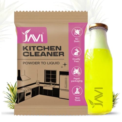 Image of JAVI Kitchen Cleaner Powder to Liquid | Eco-Friendly Grease Remover for Kitchen Surfaces | Non-Toxic, Cruelty-Free Cleaning Powder | Plastic-Free Refill Cleaner | (1 Sachet = 500ml)