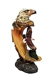 Bald Eagle Decor Carved Log Look Figurine Eagle Bust and Flying Eagle, 9
