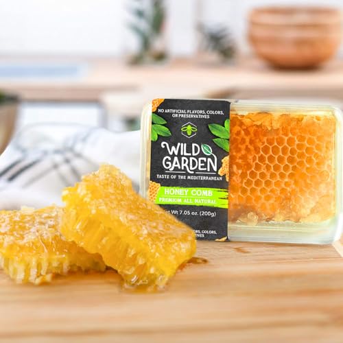 Wild Garden 100% Pure Raw Gourmet Honeycomb, 100% All-Natural, No Additives, No Preservatives, Fresh From The Farm! 7.05 oz Pack of 1