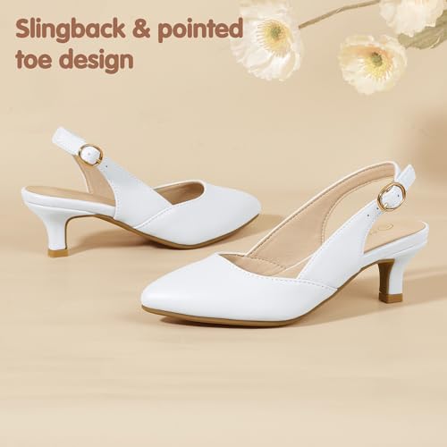 Image of PANDANINJIA Girls Dress Shoes Kitten Heels Sandals Closed Pointed Toe Slingback Flower Girl Little Big Kid Wedding Party School Pumps Shoes