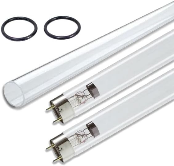 eco-filtration Phillips T8 15 Watt UV Lamps Replacement Bulbs and Quartz Bundle | UV Sterilisers | Ultra Violet Tube | 2 x Bulbs - 1 x Quartz- 2 x “O” Rings