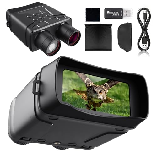 4K Night Vision Goggles - 4'' Large Screen Rechargeable Night Vision Binoculars for Adults, Video Clearly in Low Light for Hunting & Save Photo, Digital Infrared Binoculars Night Vision Scope