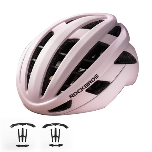 ROCKBROS Casco da Bici, Casco Ciclismo, Caschi per Bicicletta Ammortizzato Aerodinamico Regolabile Uomo Donna, Adatto per MTB, Bici da Corsa, Monopattino Elettrico, M(54-58cm) / L(58-62cm)