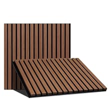 Upgraded Wood Slat Wall Panels, 23.82" 23.62" Soundproof Panels for Interior Wall Decor, 2 Pack Acoustic Panels for Wall - Sound Absorbing Wood Panels for Home, Studio, OfficeWalnut