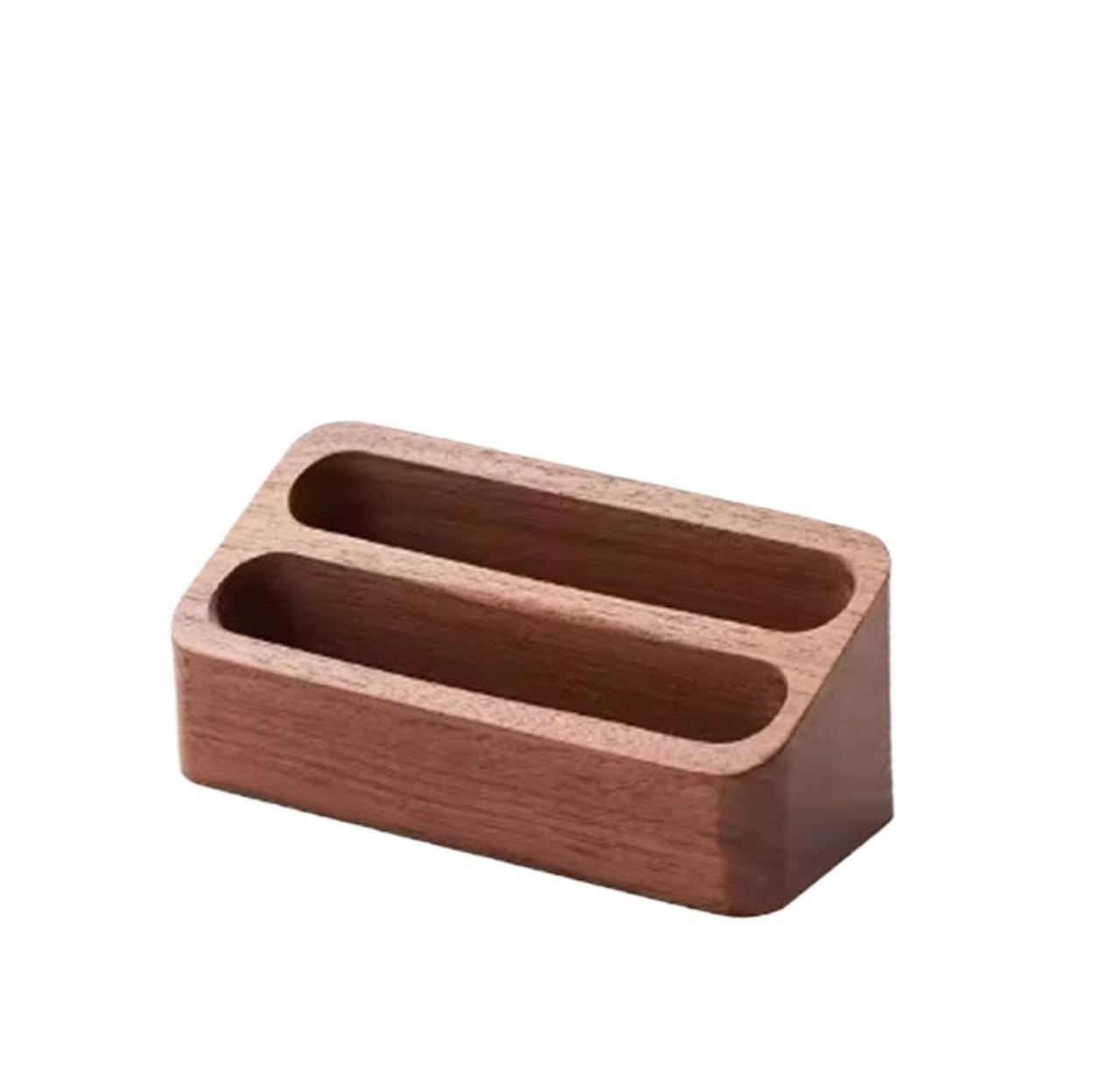 SHENJMAI Wooden Business Card Holder Business Card Holder Wooden Organizer Office Desk name card Display Stand with Pen Slot Memo