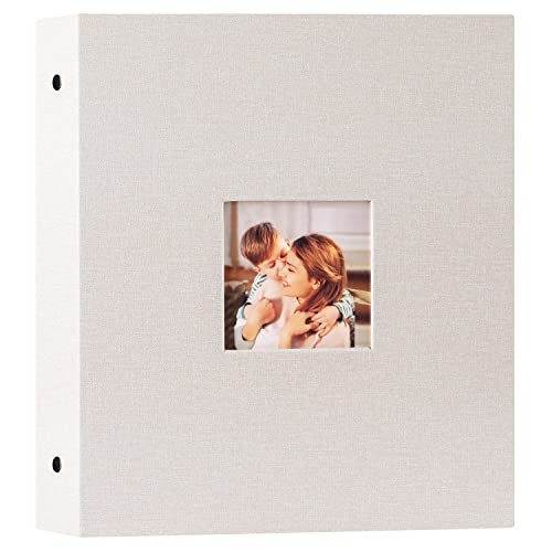 Lanpn Photo Albums 7x5 Pockets, Linen Slip in Top Loading Photo Album Holds 200 Portrait 13x18cm Pictures (Beige)