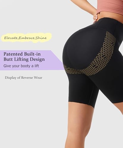 Curvphilo Feminino Calças Curtas De Treino, Leggings Para Ciclista, Levantamento Bumbum, Com Bolsos,