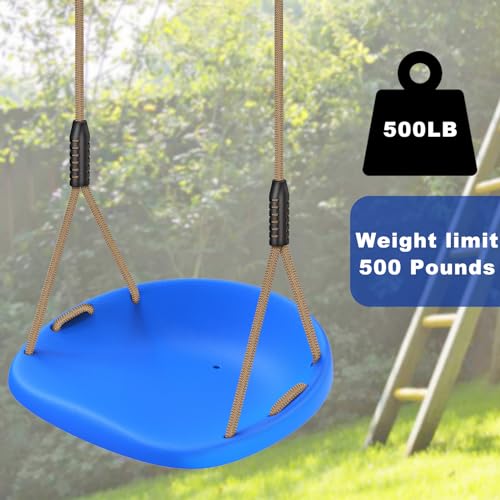 Image of SELEWARE Blue Heavy Duty Swing Seat for Adults Kids Tree Swing, 1 Pack | Indoor /Outdoor Plastic Swing with Adjustable Ropes and Carabiners, Swing Set Accessories for Backyard Patio Garden Playground