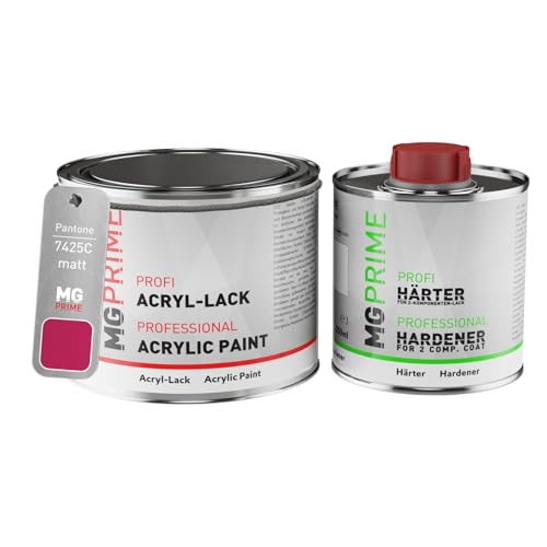 MG PRIME Pantone 7425C Red Pintura acrílica mate, bote de 0,75 litros/750 ml incluido endurecedor