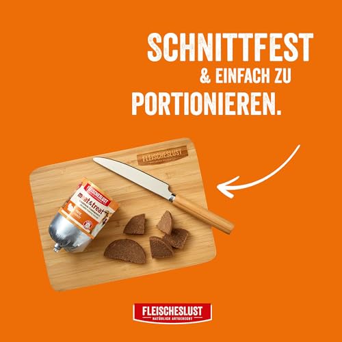 Fleischeslust Hundewurst, Meat&Treat Pute (15x200g), schnittfeste Trainingswurst, Hundefutter für ausgewachsene Hunde