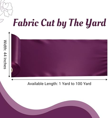 VDS Eggplant Satin Fabric, 5 Yards Continuous, 45β Wide, Wedding Party Decoration Charmeuse Silky Sateen Bridal Dress DIY Crafts Fashion Scarf Costumes Lining Sewing Backdrop Arch Cloth - 3