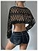 Verdusa Crochet Cropped Shrugs For Women Y2K Lightweight Cardigan Bolero Shrug Hollow Out Knit Top Black Large