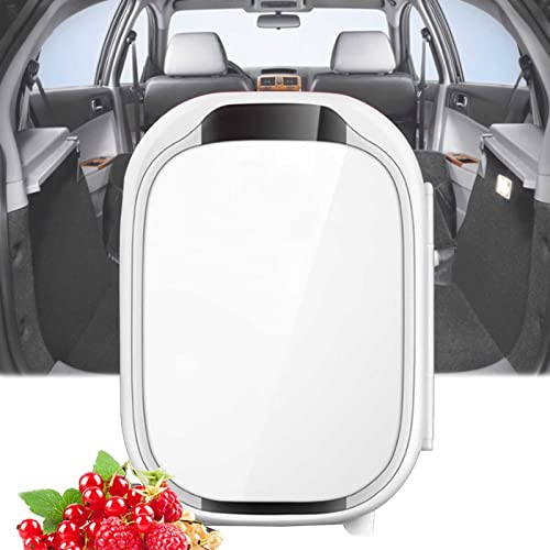 wolfmoutiy Tragbarer AutoküHlschrank, 8-Liter-Ac/Dc-KompaktküHler Und WäRmerer KüHlschrank, Thermometrischer KüHler Und WäRmerer Gefrierschrank,Hautpflege-KüHlschrank FüR Zuhause,BüRo, Reisen,White Cover