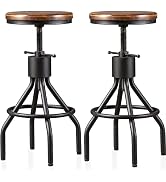 Industriële barkruk-set van 2-Swivel Counter Koffie Stoel-Extra Pub Hoogte Verstelbaar 22-33 inch