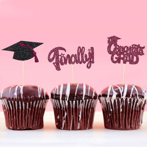 FoldTier Graduation Decorations 2026 100 Pcs Graduation Cupcake Toppers Congrats Grad Class of 2026 Cupcake Picks Toppers Diploma Supplies for Party Decorations(Maroon) by FoldTier - Used condition - Image 6