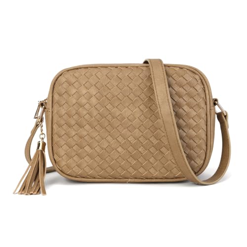 Image of AFKOMST Woven Crossbody Bag, Small Summer Purse and Boho Bag for Women | Vegan Leather, Roomy Space, 2.3L Capacity, fits iPad mini /Long Wallet /Kindle, Versatile for Daily Use /Casual /Date /Office