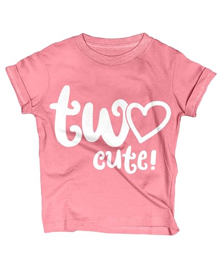 Lalo & Luna Two Cute Heart 2nd Birthday Outfit/T-Shirt for Two Year Old Girl - Second Bday Toddler Tee - 2T Mau/H SS