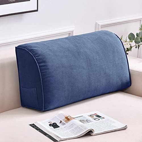UEncounter Wedge Pillows Headboard Reading Pillow Backrest Pillows Sofa Waist Cushion for Daily Use(Dark Blue,23.62inch*13.78inch*7.87inch)