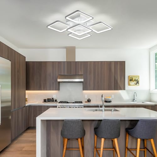 Jaycomey Modern Dimmable LED Ceiling Light, 23.6" Flush Mount Ceiling Lights Fixture with Remote Control, Acrylic 5-Square Ceiling Lamp for Living Room Dining Room Kitchen Bedroom, 70W, 3000K-6000K by Jaycomey - Image 7