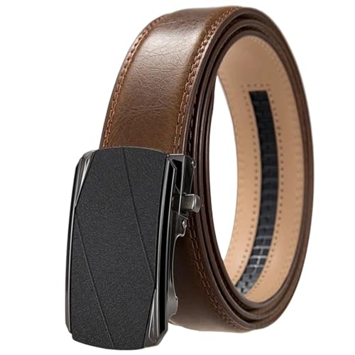 Men's Metal Belt, Automatic Buckle Genuine Leather Belt, Suitable For Business Casual Wear Tan Brown 2 115CM