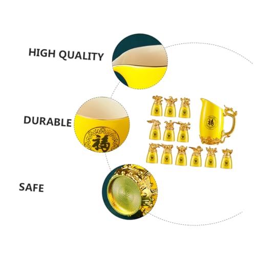Kit à liqueur en céramique jaune SHOWERORO et design animaux chinois de prestige - 4