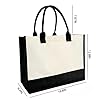 ZHONYEE Personalized Initial Canvas Tote Bag for Women,Monogrammed Gift Tote Bag Waterproof Lining Inside for Wedding, Birthday, Holiday -Black E #5