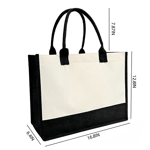 Personalized Initial Canvas Tote Bag for Women, Beach Bag with Inner Zipper Pocket for Wedding, Birthday, Holiday2