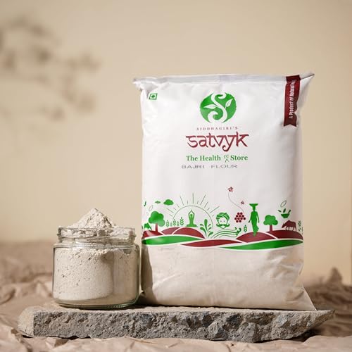 Image of S Siddhagiri's SATVYK THE HEALTH re STORE - Desi Bajra Flour - (Set of 5-5Kg) - Stoneground | Pearl Millet Flour | Gluten-Free Bajri Flour | Fiber-Rich - Protein-Rich Bajra Atta
