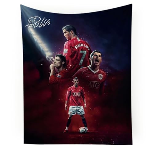 Cristiano Ronaldo World Cup Soccer Tapestry for Teens Fans - Single-Sided HD Fade-Resistant Print Machine Washable Polyester 4 Corner Grommets Indoor WallDecor for Bedroom/Living Room 35.4x47.2 Inches (Red)