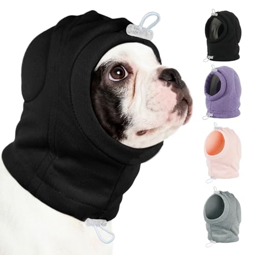 Image of MIGOHI No Shake Ear Wrap for Dogs - Breathable Dog Ear Protection for Hematoma,Stop Shaking & Scratching,Dog Ear Muffs for Grooming, Calming Hoodie for Dogs Separation,Thunderstorms,L,Black