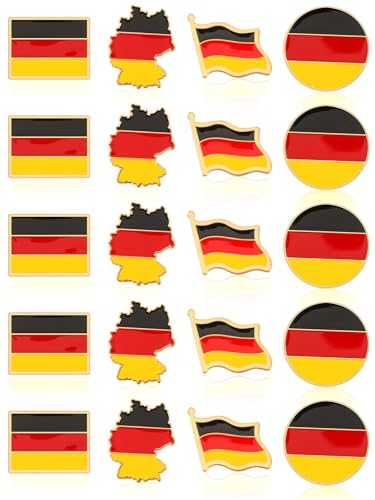 JUNEBRUSHS 20 Stück Deutschland Pin Anstecker, Deutsche Flagge Brosche