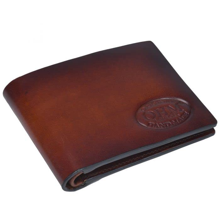 OHM New York Wealthy Cut Edge Next Generation Slim Bill Fold Wallet (Dark Tan)