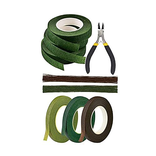 Blumenarrangement-Werkzeugset, Blumenband & grünbrauner 26-Gauge-Stammdraht, Drahtschneider für DIY-Blumenstrauß Florist Hochzeitskorsagen Blumenverpackung Basteln (9Pcs) Cover