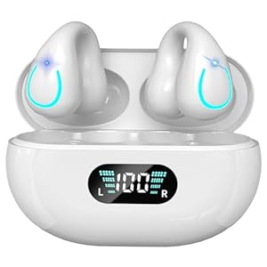 Open Ear Headphones Clip On Mini Earbuds Bluetooth 5.3 Wireless Earbuds 48 Hours Playtime IPX7 Waterproof Sports Bone Conduction Headphones Bluetooth for Workout Driving Walking with iPhone Android