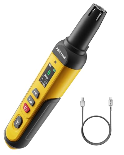 AEGTEST AGT-1988 Detector de Gas, Detector de Gas Natural con Pantalla TFT, Respuesta 0,5s, Rango 0–9999PPM, Recargable y portátil para detectar Fugas de propano, metano en casa y RV