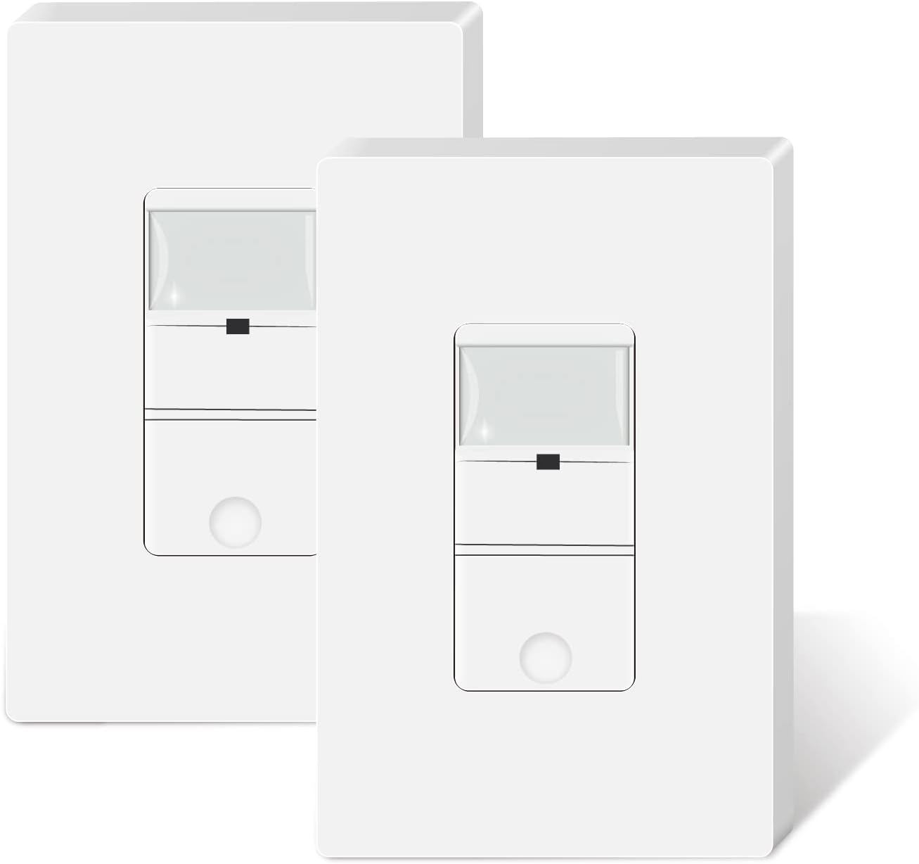 2 Pack Motion Activated Switch, in Wall Occupancy Sensor Switch, Single Pole PIR Infrared Motion Activated Light Switch, Neutral Wire Required, Wall Plate Included, UL Listed