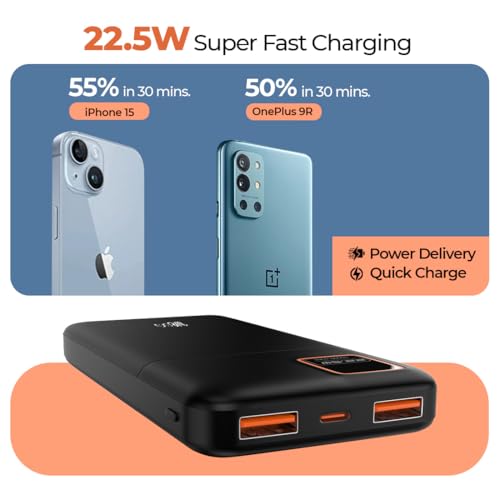 Image of Buddy PRO Digital ADV 10000mAh PowerBank, 22.5W Fast PD Charging, Digital Display, Smart IC & Multi-Protection, Slim and Compact, Dual Input, Triple Output Ports, Flight Approved
