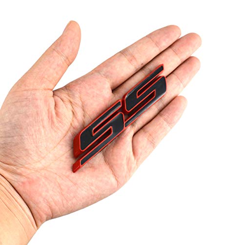Image of Aimoll 2pcs SS Emblems ABS Sticker 3D Logo Replacement for Impala Cobalt Camaro 2010 2011 2012 2013 2014 2015 2016 2017. (Red /Black)