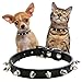 Spiked Dog Collar, Studded Spike Anti-Bite Rivet Protective Pet Neck Pu Leather Mushrooms Puppy Collars for Xs Small Medium Large Boy Dogs Male Cats, Black S