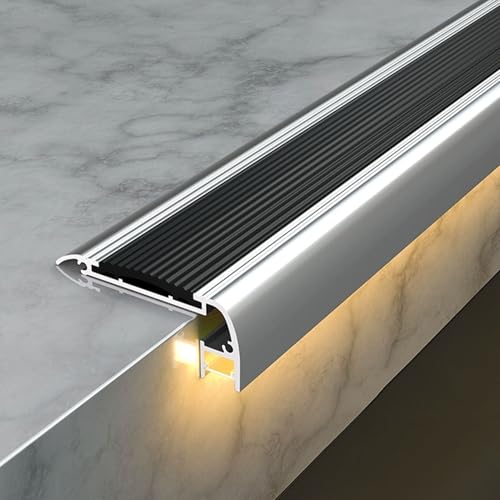 Borde de escalón para azulejos y madera con protector de aluminio antideslizante de 100 cm 2