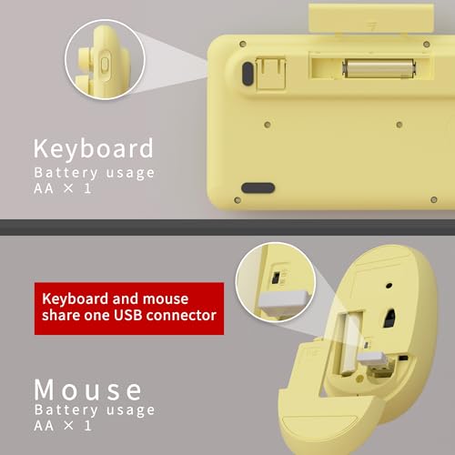 Image of UBOTIE Colorful Wireless Keyboard and Mouse Combo (Yellow-Polychrome)