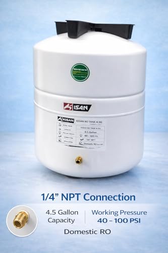 Image of Kisan 4.5 Gallon Reverse Osmosis Water Storage Tank - Food Grade Pressurized Water Tank for Under-Sink RO Systems - 1 /4 inch NPT Connection