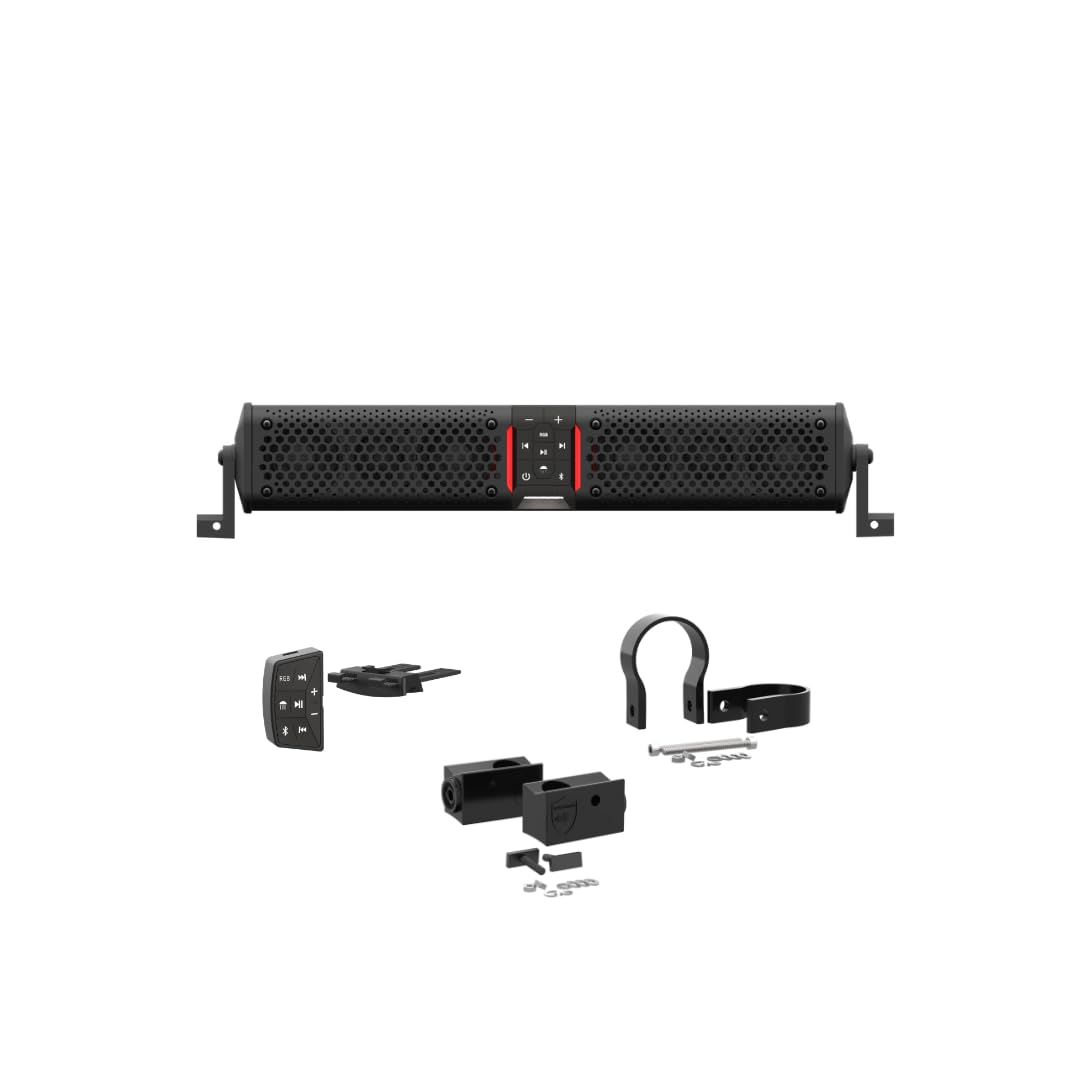 wet sounds STEALTH-XT-6-B Stealth XT 6 Speaker All-in-One Amplified Bluetooth Soundbar with Remote – Black with Slider Brackets and 1.75